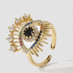trend open copper inlaid zircon eye ring female creative real gold electroplating ring
