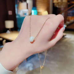Korean version simple pearl pendant fashion chain alloy necklace