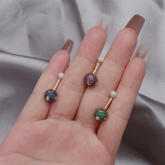 vintage micro-set colored zircon multi-color spherical copper earrings wholesale