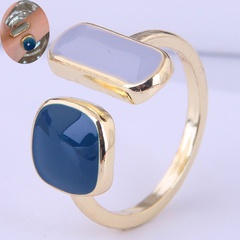 Korean fashion simple geometric contrast color copper open ring