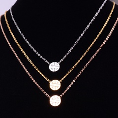 Fashion Necklace Geometric Round Short Clavicle Chain Titanium Steel Necklace