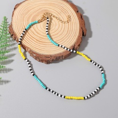 Collier bohème couleur contraste chaîne clavicule perles Miyuki
