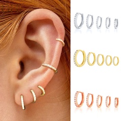 neue Ohrschnalle koreanische einfache Reihe Zirkonohrringe weibliche runde kleine kupferfarbene Ohrnägel