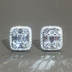 T cubic zirconia fashion women's platinum diamond copper earrings