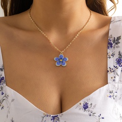 fashion dripping oil flower pendant necklace simple alloy necklace