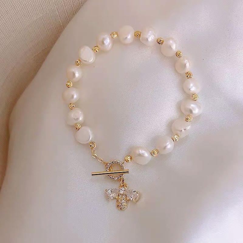pearl microencrusted zircon small bee female Korea fashion simple alloy bracelet