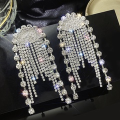 fashion full rhinestone geometric long tassel earrings wholesale