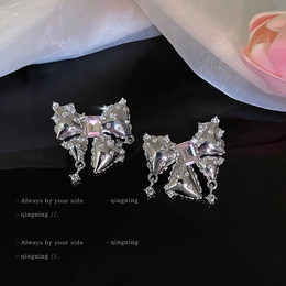 fashion inlaid rhinestone bow alloy earrings wholesalepicture6
