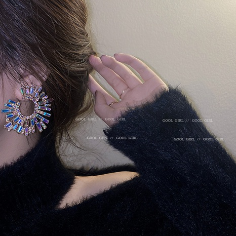 fashion inlaid rhinestone color exaggerated alloy earrings wholesale's discount tags