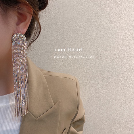 fashion full rhinestone tassel geometric earrings wholesale's discount tags