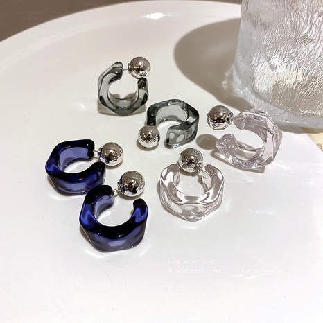 boucles d'oreilles géométriques simples en acrylique en forme de C en gros's discount tags