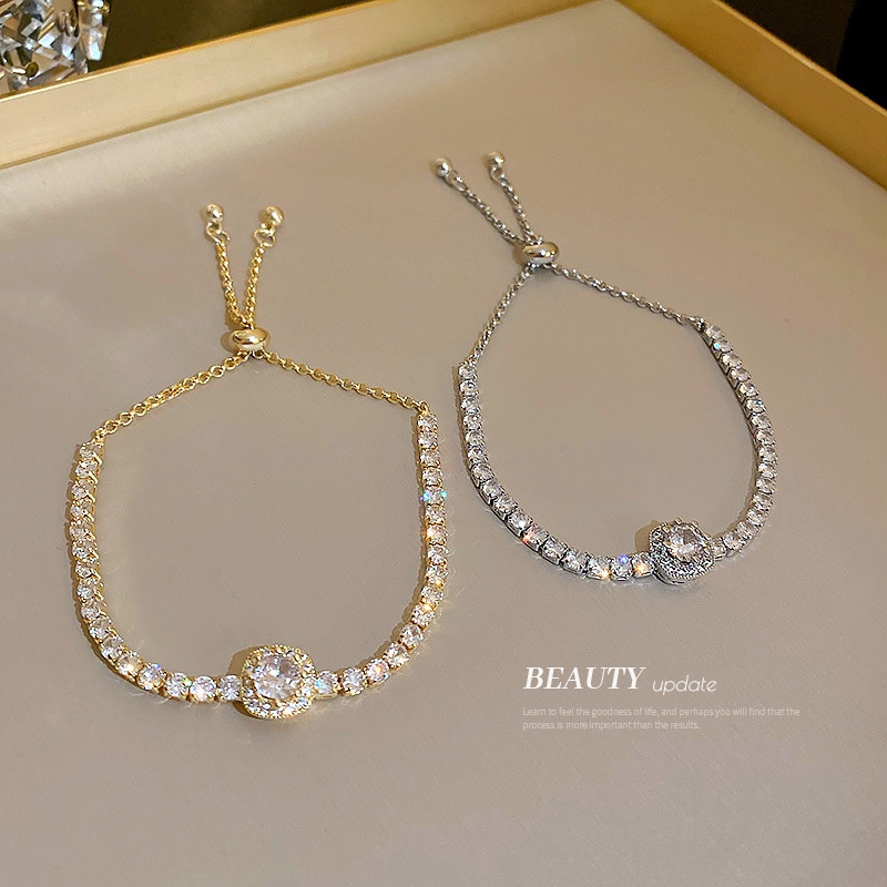 Square Zircon Adjustable Bracelet Womens Simple alloy Hand Jewelry