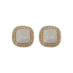 diamond resin Korean fashion simple atmospheric French retro alloy earrings
