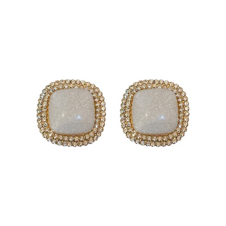 diamond resin Korean fashion simple atmospheric French retro alloy earrings's discount tags