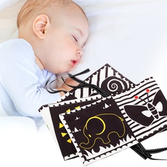 Schwarz-weißes visuelles Tier-Digital-Bett-Anhänger-Baby-Lernspielzeug-Stoffbuch