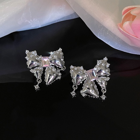fashion inlaid rhinestone bow alloy earrings wholesale NHJBY638467's discount tags