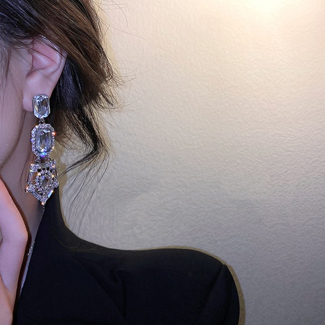 fashion full rhinestone Baroque hollow long tassel earrings NHJBY638530's discount tags