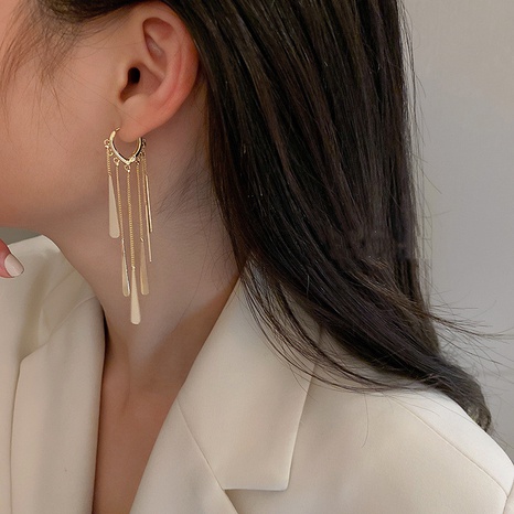 fashion sequins chain long tassel geometric earrings wholesale NHJBY638507's discount tags