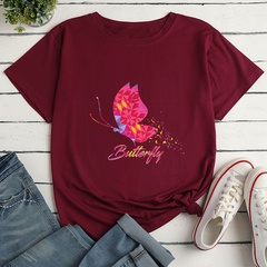 Geometric Butterfly Print Ladies Loose Casual T-Shirt