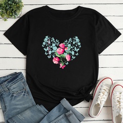 Flower Butterfly Letter Print Ladies Loose Casual T-Shirt