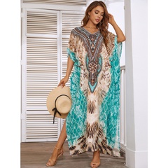 new printed beach blouse robe style sun protection shirt loose outer blouse dress