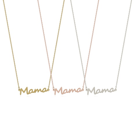 Einfache dreifarbige Anhänger-Halskette aus glänzendem Brief Mama aus Legierung's discount tags