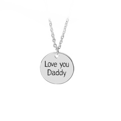 simple creative Father's Day gift glossy alloy round letter dripping oil necklace