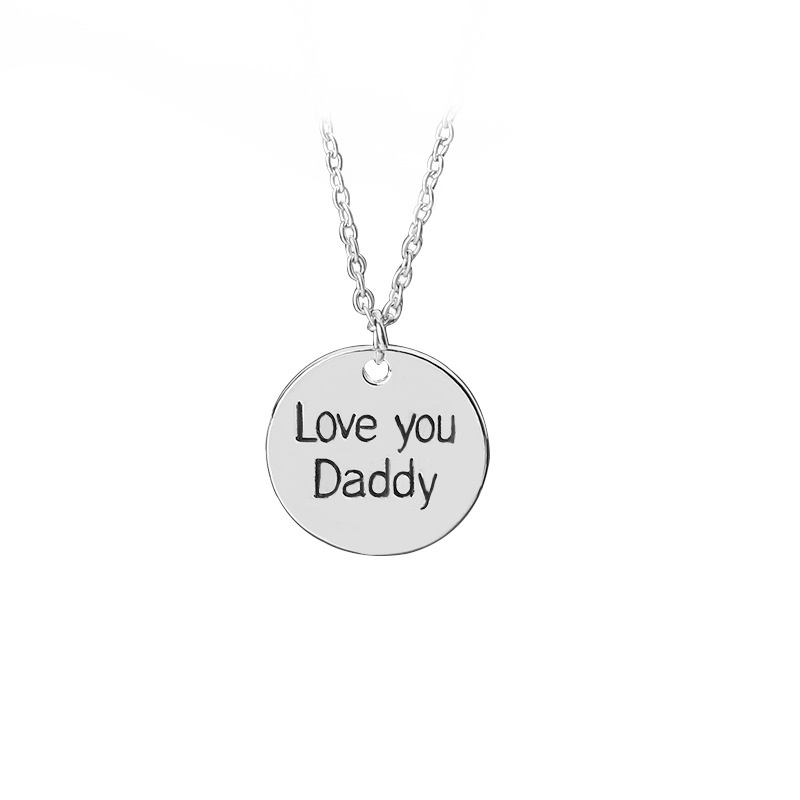 simple creative Fathers Day gift glossy alloy round letter dripping oil necklace