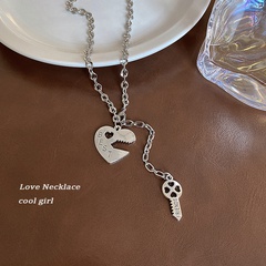 Heart key necklace female simple sweater chain long letter pendant titanium steel jewelry