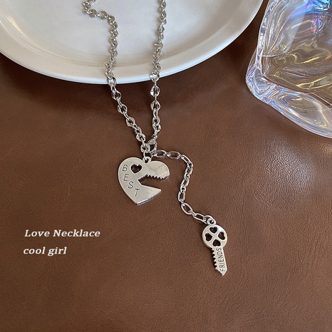 Heart key necklace female simple sweater chain long letter pendant titanium steel jewelry's discount tags