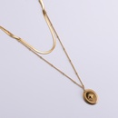 Simple Hollow Chain Stainless Steel Flat Snake Chain Star Pendant Double Layer Necklacepicture8
