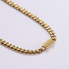 simple geometric stainless steel hollow Cuban chain necklace wholesale NHON642125