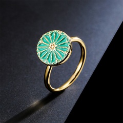 fashion green dripping oil rotatable ring golden copper ring wholesale