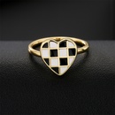 fashion copper plated 18K gold black and white dripping oil heart open ring femalepicture7