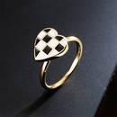 fashion copper plated 18K gold black and white dripping oil heart open ring femalepicture8