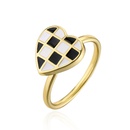 fashion copper plated 18K gold black and white dripping oil heart open ring femalepicture11
