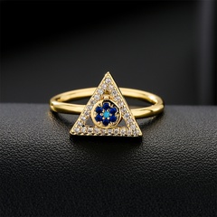fashion copper plated real gold rotatable triangle ring opening adjustable zircon jewelry