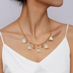 bohemian trend tassel shell metal pendant necklace jewelry