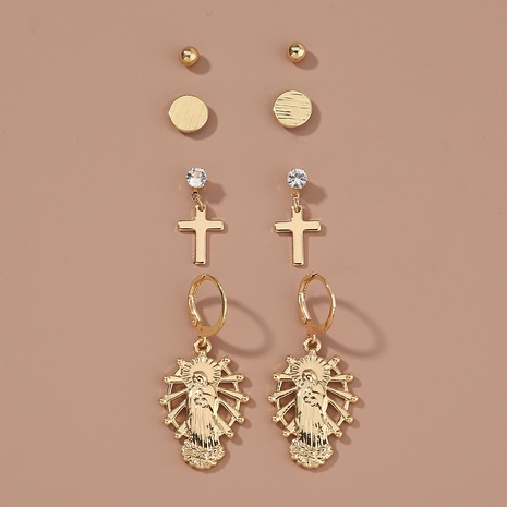 fashion combination set metal retro cross character earrings wholesale's discount tags