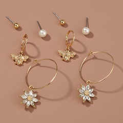fashion pearl butterfly inlaid rhinestone short earrings wholesale