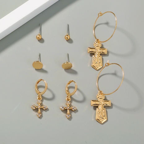 fashion retro punk cross pendant earrings four-piece jewelry wholesale's discount tags