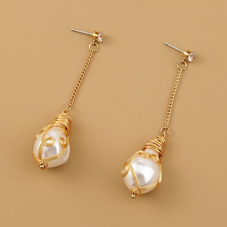 baroque long tassel inlaid pearl earrings wholesale NHDB642222's discount tags
