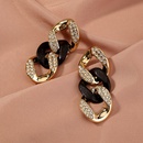 vintage inlaid rhinestone irregular tassel contrast color ring earringspicture8