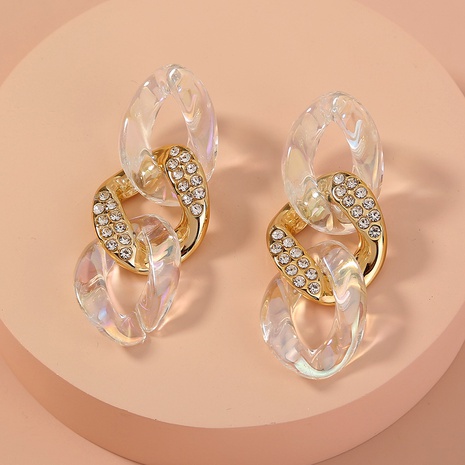 trend jewelry rhinestone inlaid fashion colorful plastic chain earrings wholesale NHDB642223's discount tags