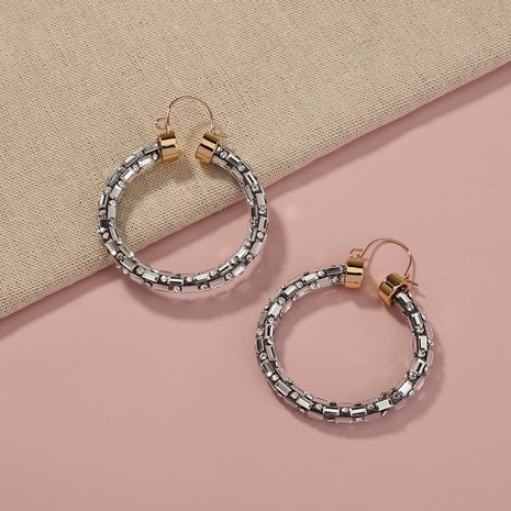 fashion exaggerated large circle diamond earrings wholesale NHDB642227's discount tags
