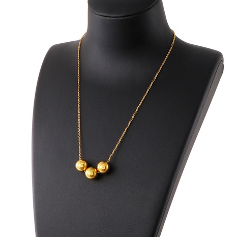 fashion gold beads stainless steel contrast color sweater chain wholesale NHKAU642255's discount tags