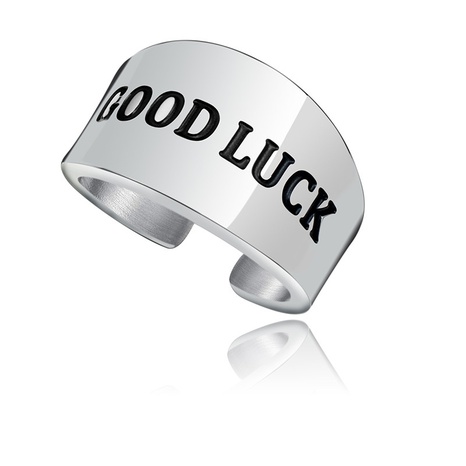 fashion English letter good luck stainless steel simple ring's discount tags