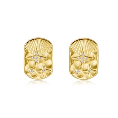 Square Titanium retro niche design diamond earrings wholesale