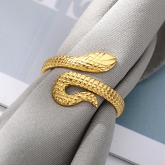 retro snake ring plated 18K gold fashion opening adjustment copper ring