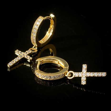 classic copper inlaid zircon  cross earrings wholesale's discount tags
